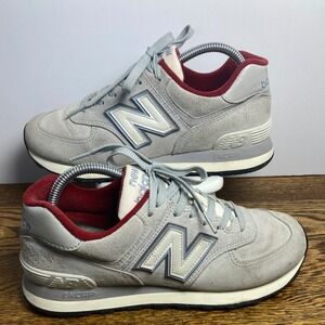 New Balance 574 Grey Burgundy Blue Suede Sneakers WL574BU2 Womens 9 Mens 7.5